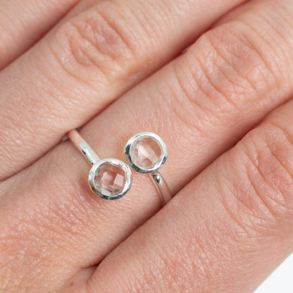Geboortesteen ring bergkristal april verstelbaar - Mindfulshop - zilver
