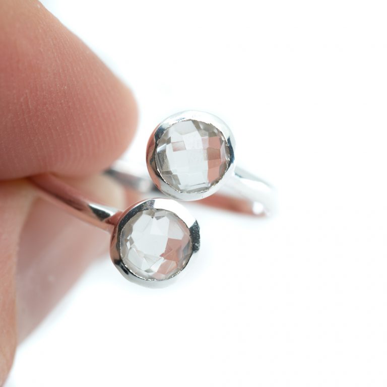Geboortesteen ring bergkristal april verstelbaar - Mindfulshop - zilver