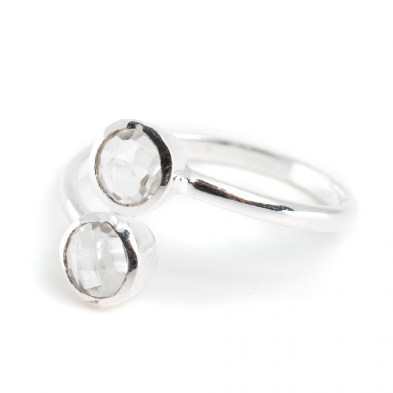 Geboortesteen ring bergkristal april verstelbaar - Mindfulshop - zilver