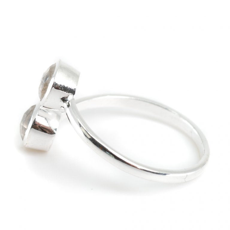 Geboortesteen ring bergkristal april verstelbaar - Mindfulshop - zilver