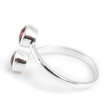 Geboortesteen ring granaat januari verstelbaar - Mindfulshop - zilver