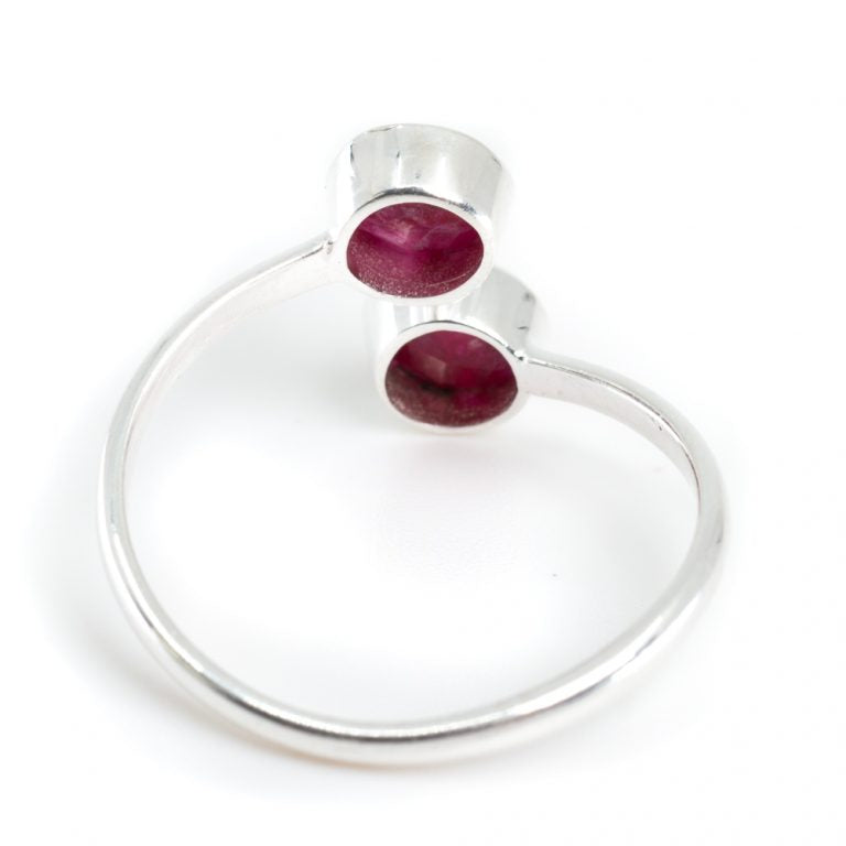 Geboortesteen ring robijn juli verstelbaar - Mindfulshop - zilver