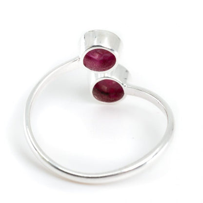 Geboortesteen ring robijn juli verstelbaar - Mindfulshop - zilver