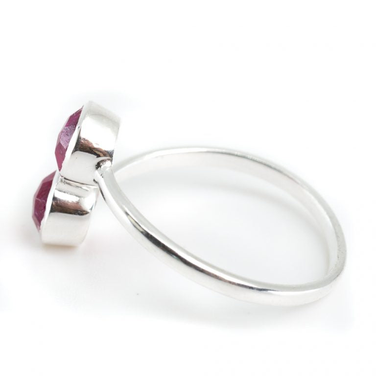 Geboortesteen ring robijn juli verstelbaar - Mindfulshop - zilver