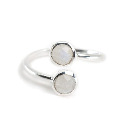 Geboortesteen ring maansteen juni verstelbaar - Mindfulshop - zilver