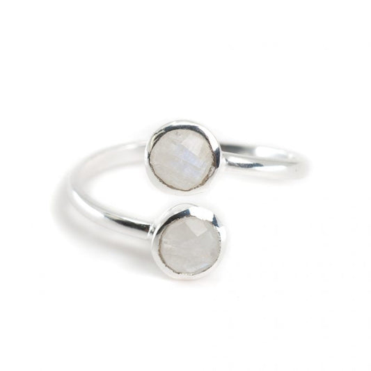 Geboortesteen ring maansteen juni verstelbaar - Mindfulshop - zilver