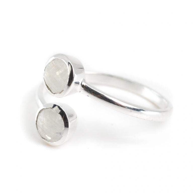 Geboortesteen ring maansteen juni verstelbaar - Mindfulshop - zilver