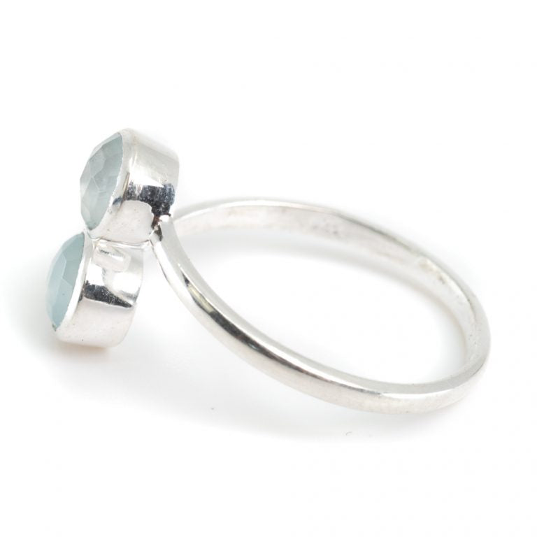Geboortesteen ring aquamarijn maart verstelbaar - Mindfulshop - zilver