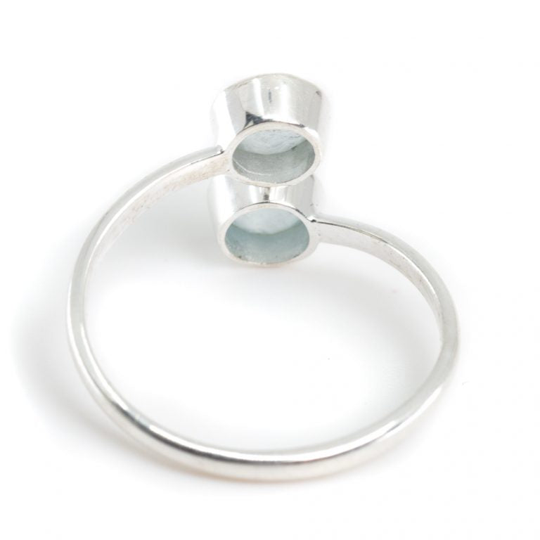 Geboortesteen ring aquamarijn maart verstelbaar - Mindfulshop - zilver