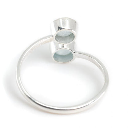 Geboortesteen ring aquamarijn maart verstelbaar - Mindfulshop - zilver