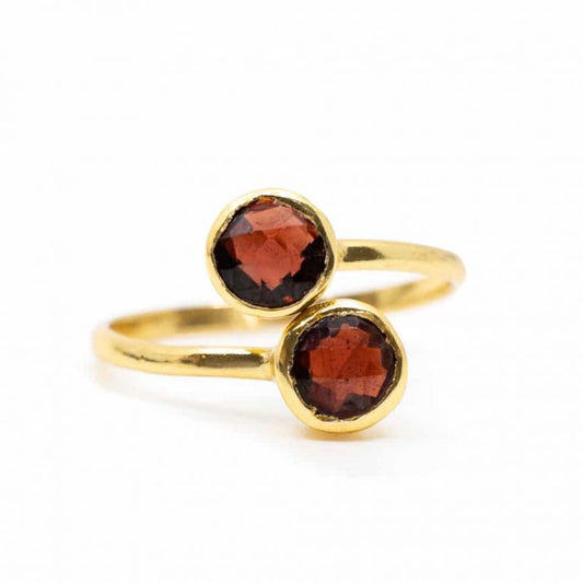 Geboortesteen ring granaat januari verstelbaar - Mindfulshop - goud