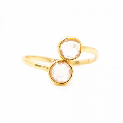 Geboortesteen ring rozenkwarts oktober verstelbaar - Mindfulshop - goud