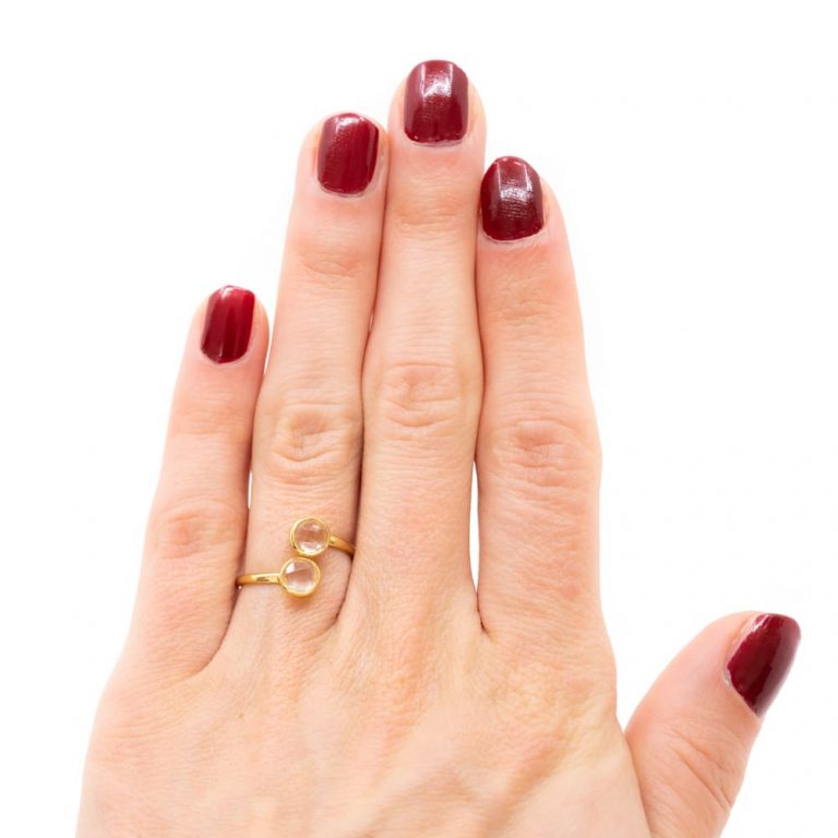 Geboortesteen ring rozenkwarts oktober verstelbaar - Mindfulshop - goud