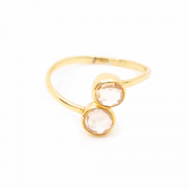 Geboortesteen ring rozenkwarts oktober verstelbaar - Mindfulshop - goud