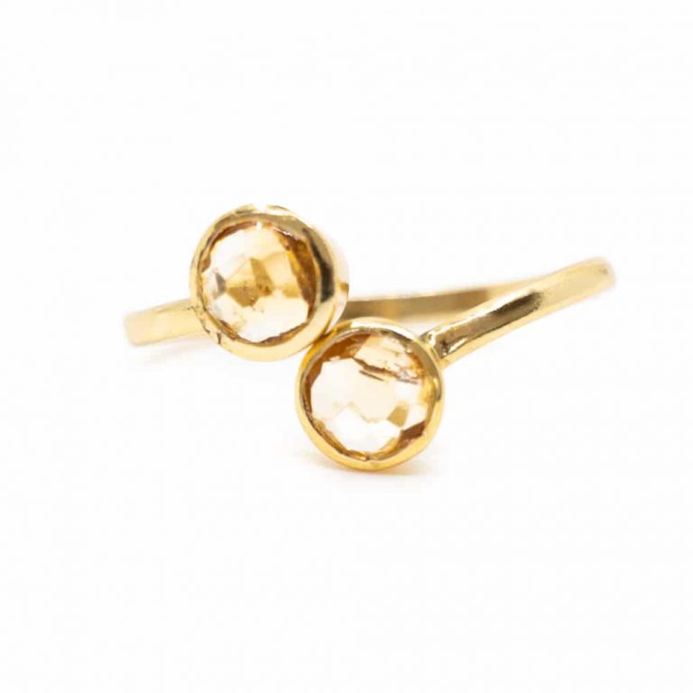 Geboortesteen ring citrien november verstelbaar - Mindfulshop - goud