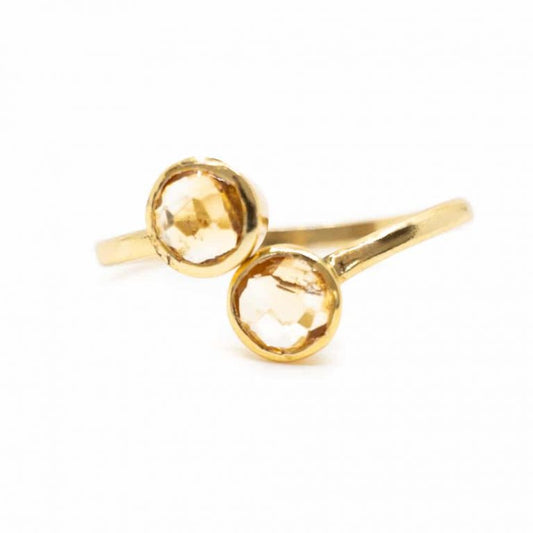 Geboortesteen ring citrien november verstelbaar - Mindfulshop - goud
