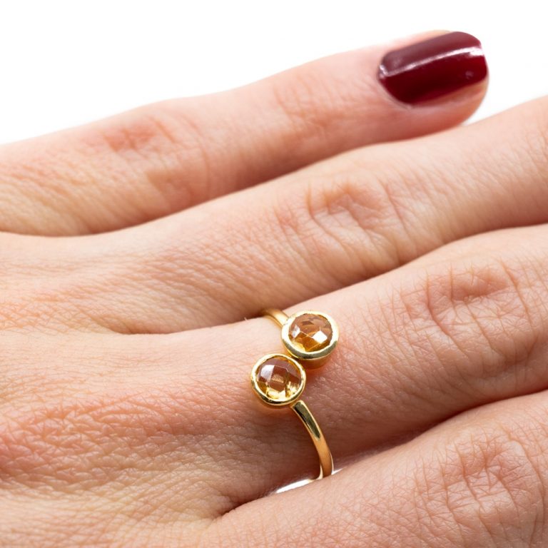 Geboortesteen ring citrien november verstelbaar - Mindfulshop - goud