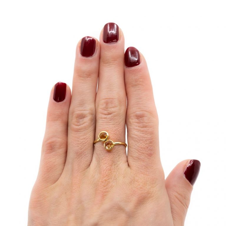 Geboortesteen ring citrien november verstelbaar - Mindfulshop - goud