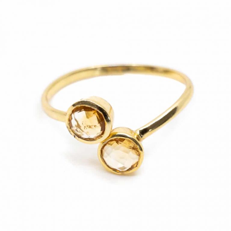Geboortesteen ring citrien november verstelbaar - Mindfulshop - goud