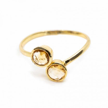 Geboortesteen ring citrien november verstelbaar - Mindfulshop - goud