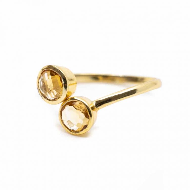 Geboortesteen ring citrien november verstelbaar - Mindfulshop - goud