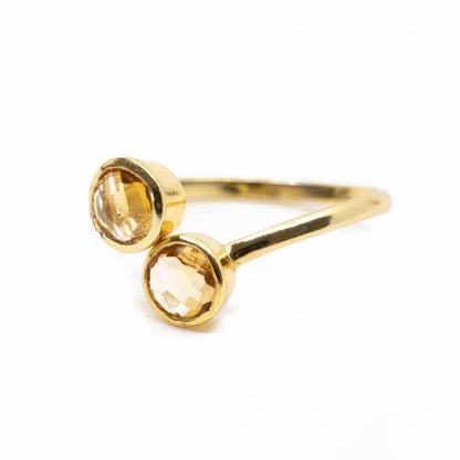 Geboortesteen ring citrien november verstelbaar - Mindfulshop - goud