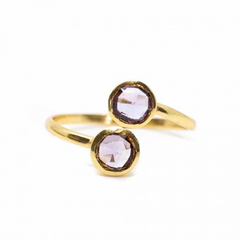 Geboortesteen ring amethist februari verstelbaar - Mindfulshop - goud