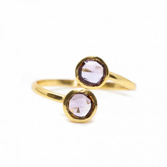Geboortesteen ring amethist februari verstelbaar - Mindfulshop - goud