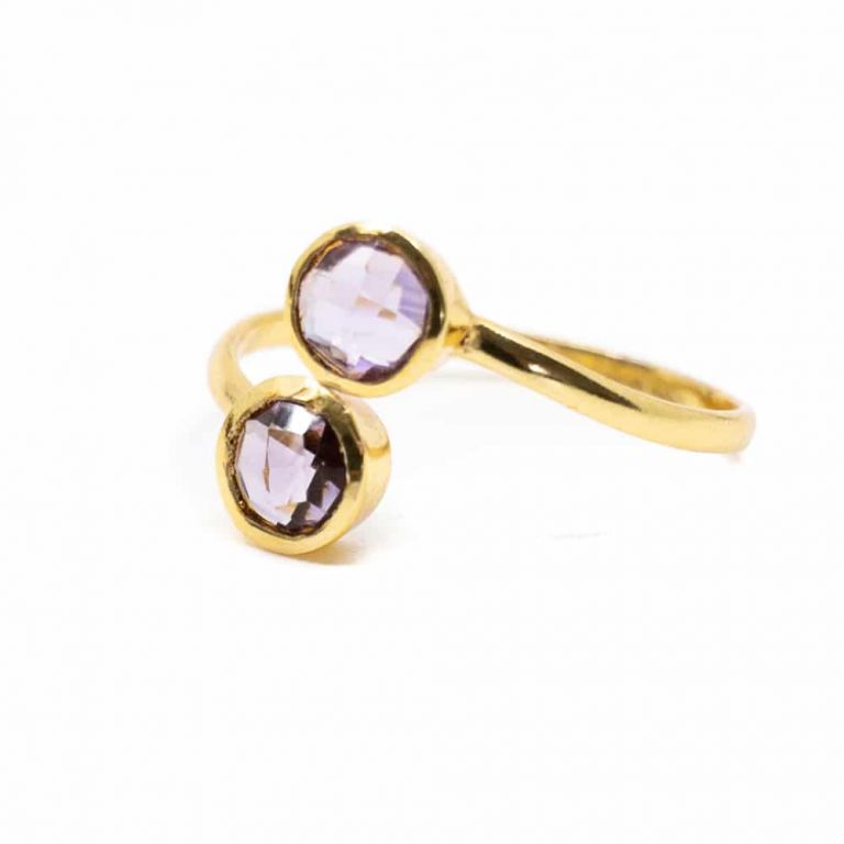 Geboortesteen ring amethist februari verstelbaar - Mindfulshop - goud
