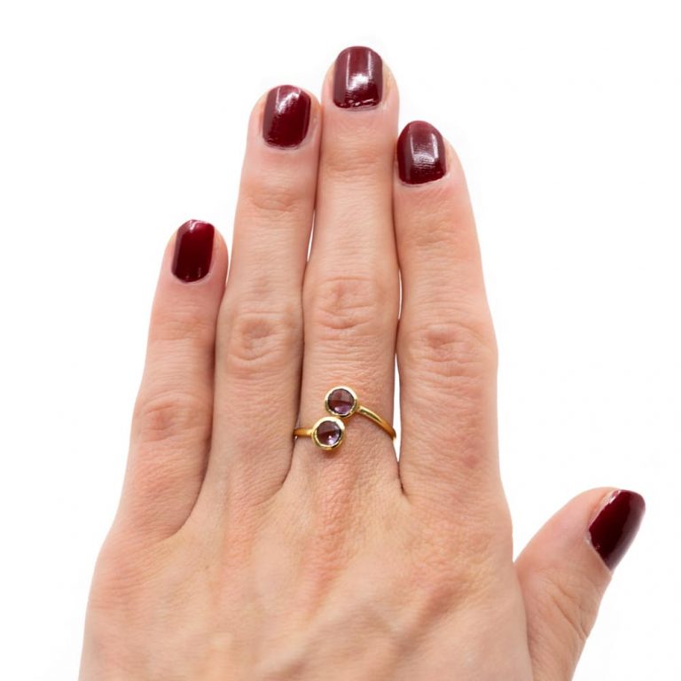 Geboortesteen ring amethist februari verstelbaar - Mindfulshop - goud