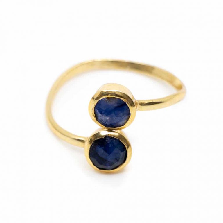 Geboortesteen ring saffier september verstelbaar - Mindfulshop - goud
