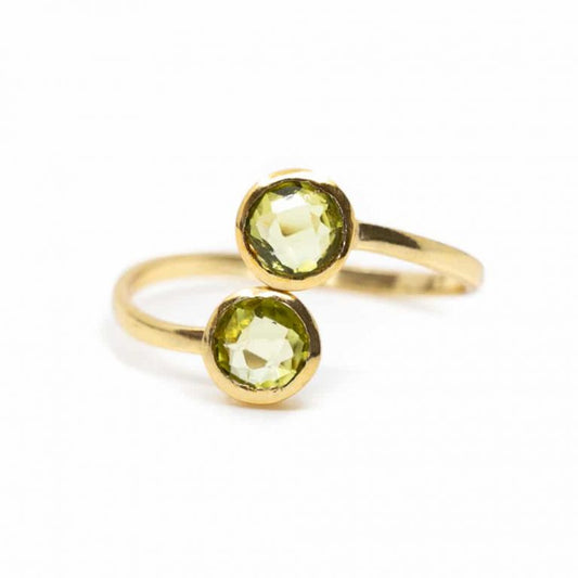 Geboortesteen ring peridoot augustus verstelbaar - Mindfulshop - goud