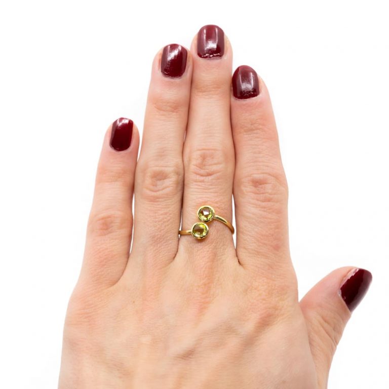 Geboortesteen ring peridoot augustus verstelbaar - Mindfulshop - goud