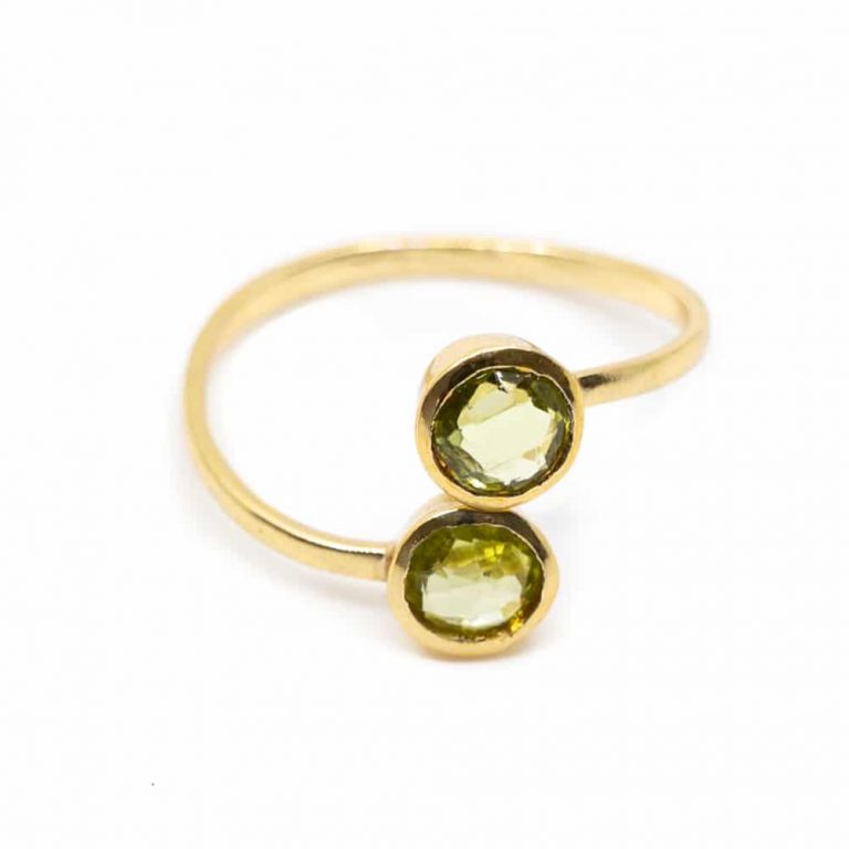 Geboortesteen ring peridoot augustus verstelbaar - Mindfulshop - goud