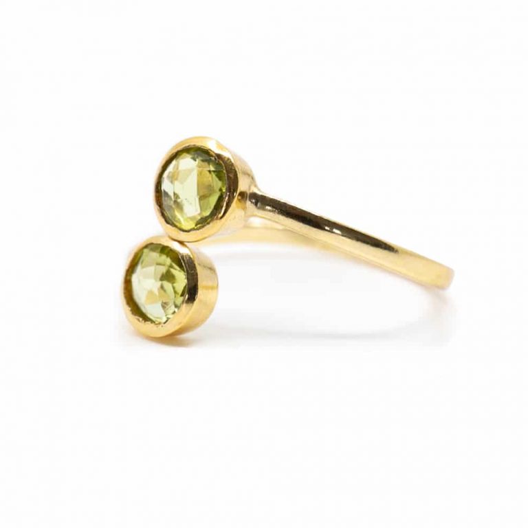 Geboortesteen ring peridoot augustus verstelbaar - Mindfulshop - goud