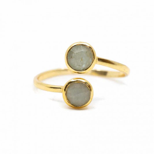 Geboortesteen ring aquamarijn maart verstelbaar - Mindfulshop - goud