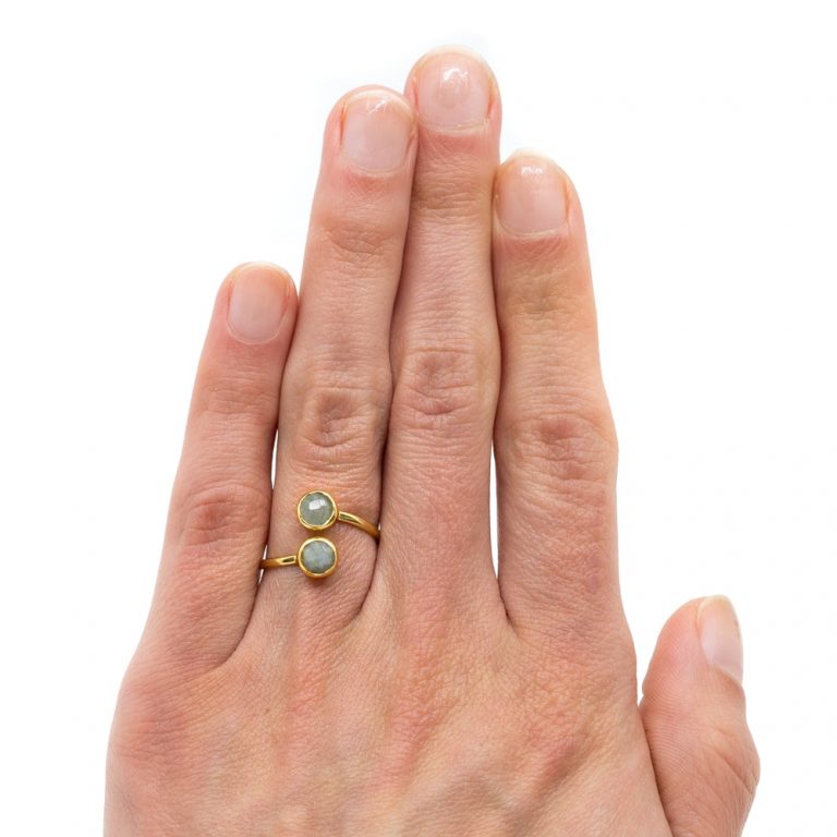 Geboortesteen ring aquamarijn maart verstelbaar - Mindfulshop - goud