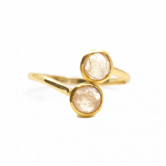 Geboortesteen ring maansteen juni verstelbaar - Mindfulshop - goud