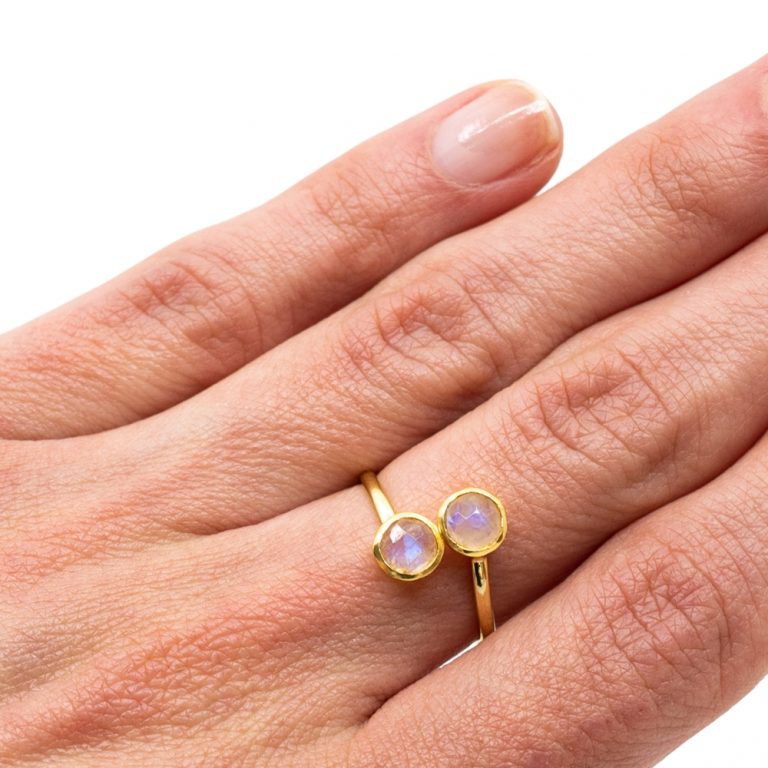 Geboortesteen ring maansteen juni verstelbaar - Mindfulshop - goud