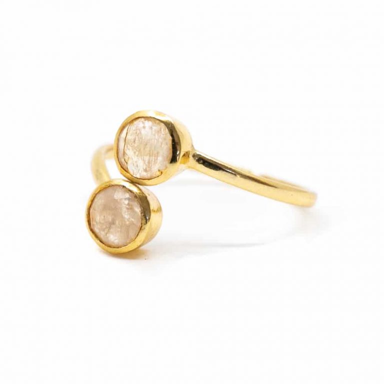 Geboortesteen ring maansteen juni verstelbaar - Mindfulshop - goud