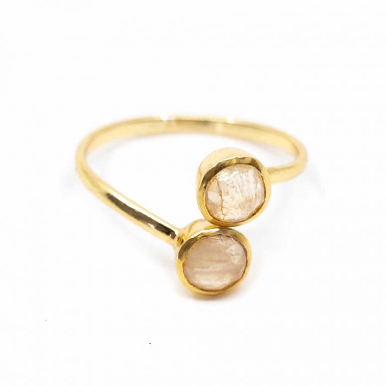 Geboortesteen ring maansteen juni verstelbaar - Mindfulshop - goud