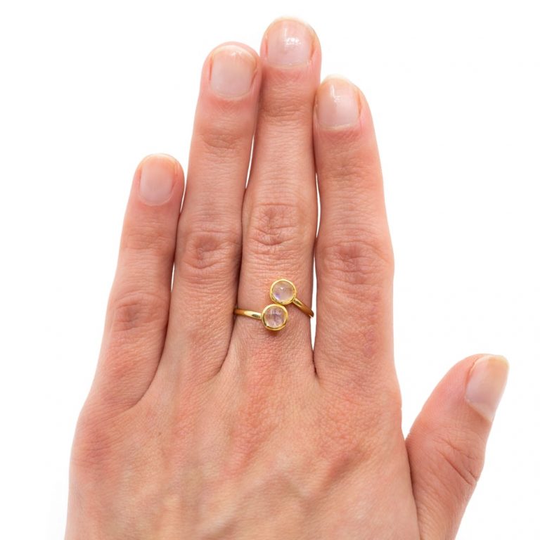 Geboortesteen ring maansteen juni verstelbaar - Mindfulshop - goud