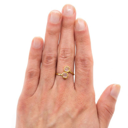 Geboortesteen ring maansteen juni verstelbaar - Mindfulshop - goud