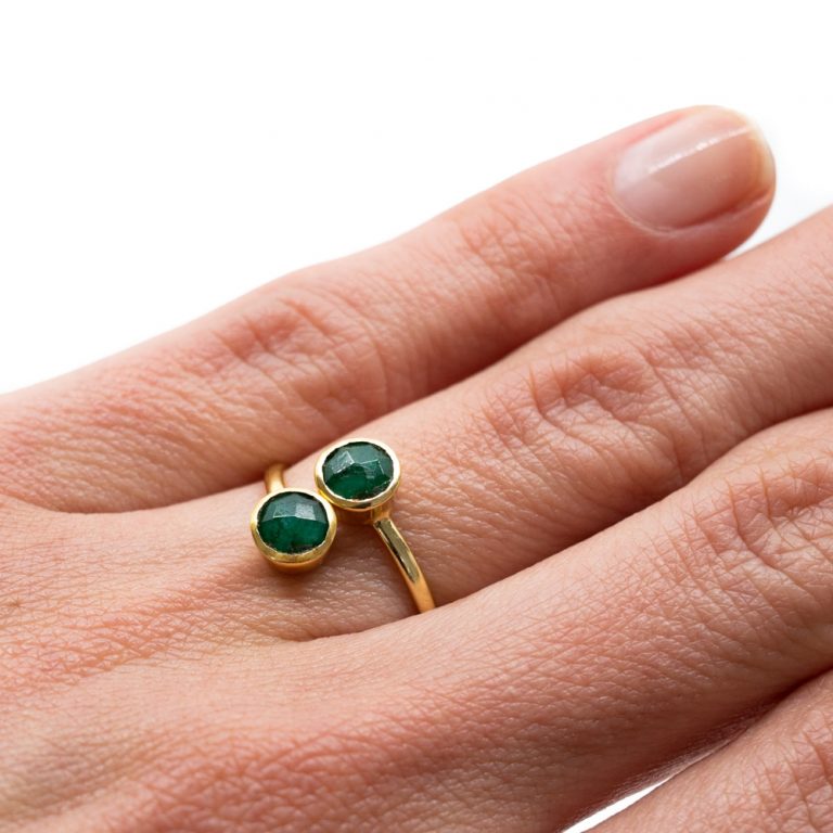 Geboortesteen ring smaragd mei verstelbaar - goud