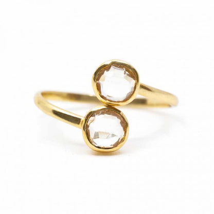 Geboortesteen ring bergkristal april verstelbaar - Mindfulshop - goud