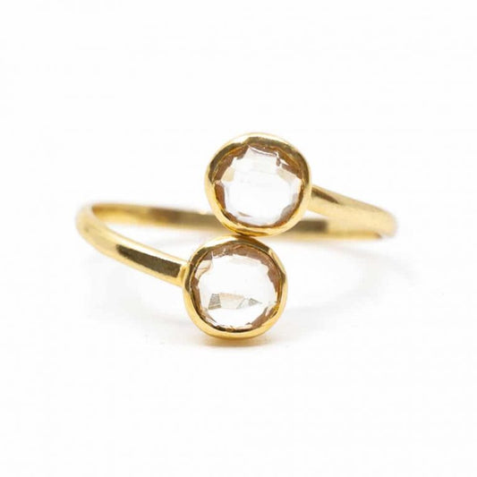 Geboortesteen ring bergkristal april verstelbaar - Mindfulshop - goud