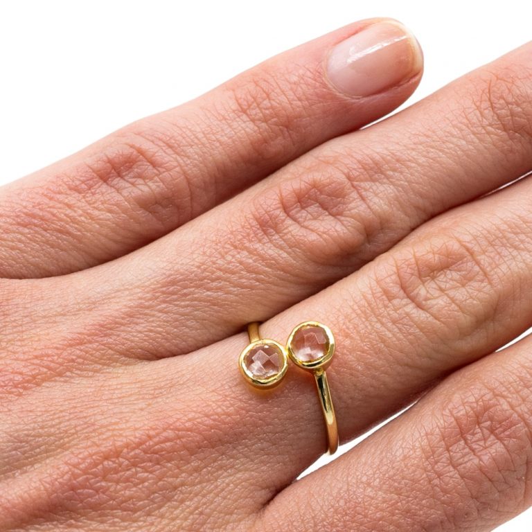 Geboortesteen ring bergkristal april verstelbaar - Mindfulshop - goud