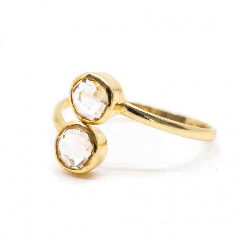 Geboortesteen ring bergkristal april verstelbaar - Mindfulshop - goud