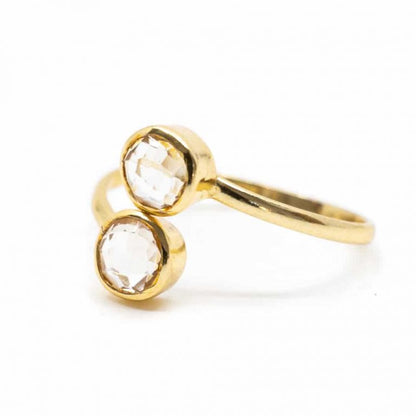 Geboortesteen ring bergkristal april verstelbaar - Mindfulshop - goud