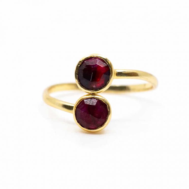 Geboortesteen ring robijn juli verstelbaar - Mindfulshop - goud